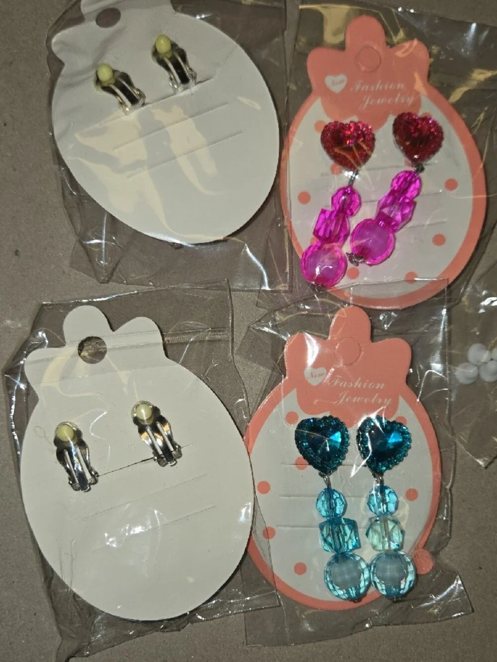 Kids Heart Dangle Earrings - Pink, Purple, Blue, Bright Pink